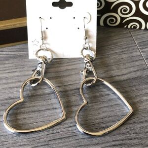 Silver Heart and Lock Earrings